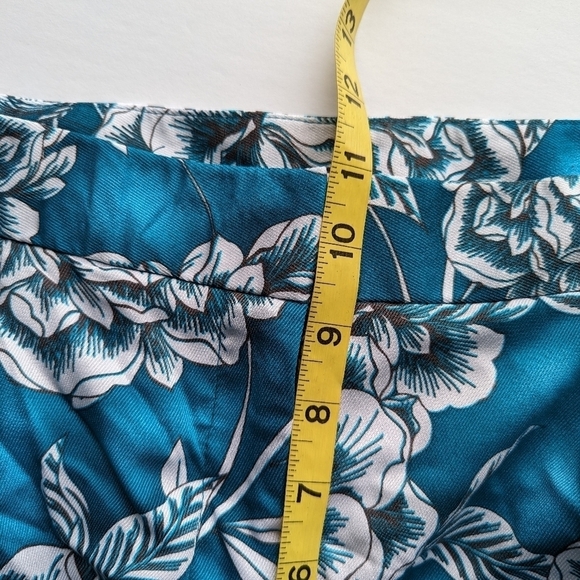 Worthington Floral Palazzo Pants Zip Front Pockets Teal White Abstract Floral - Picture 7 of 8